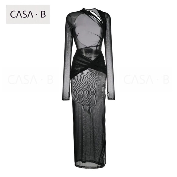 NEW to CASA B💫| Cannes Maxi Gown Twist Front Sheath High Slit Dress - Picture 3 of 8